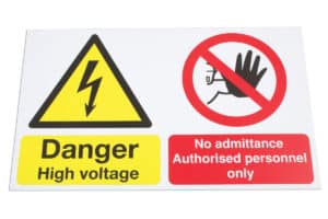 Electric car workshop safety signs