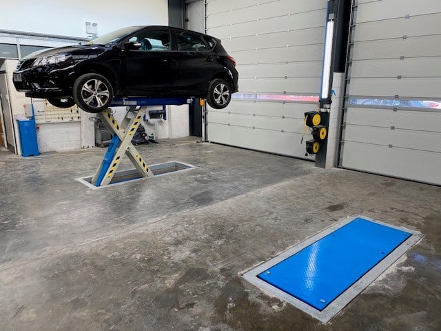scissor lift at Fylde auto centre